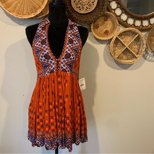 Free People Charlotte boho mixed print fit & flare top (bohemian, western) XS